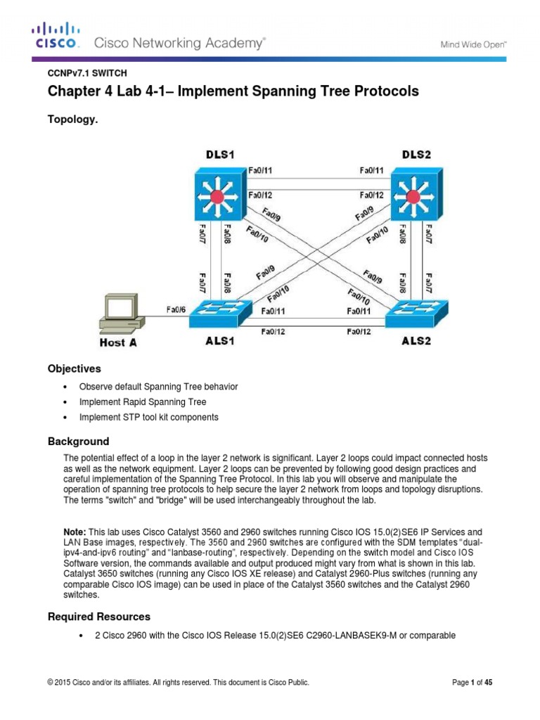 Ccnpv7.1 Switch Lab4-1 STP Student | PDF | Communications Protocols ...