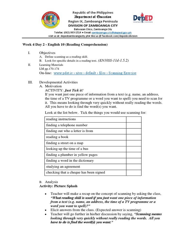 Scanning Skills in English 10 | PDF | Black Death