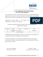 Verificación funcionamiento luces emergencia laboratorios UNST