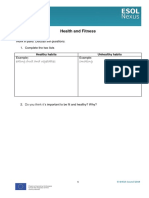 Health and Fitness: Learner's Worksheet