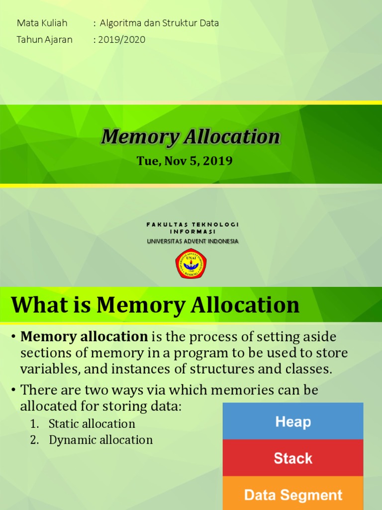 StrukturData - 06 - Memory Allocation PDF | PDF | Pointer (Computer ...