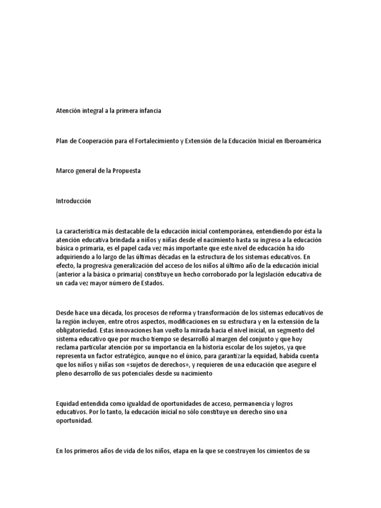 Primera Infancia | PDF | Educación de la primera infancia | Plan de ...