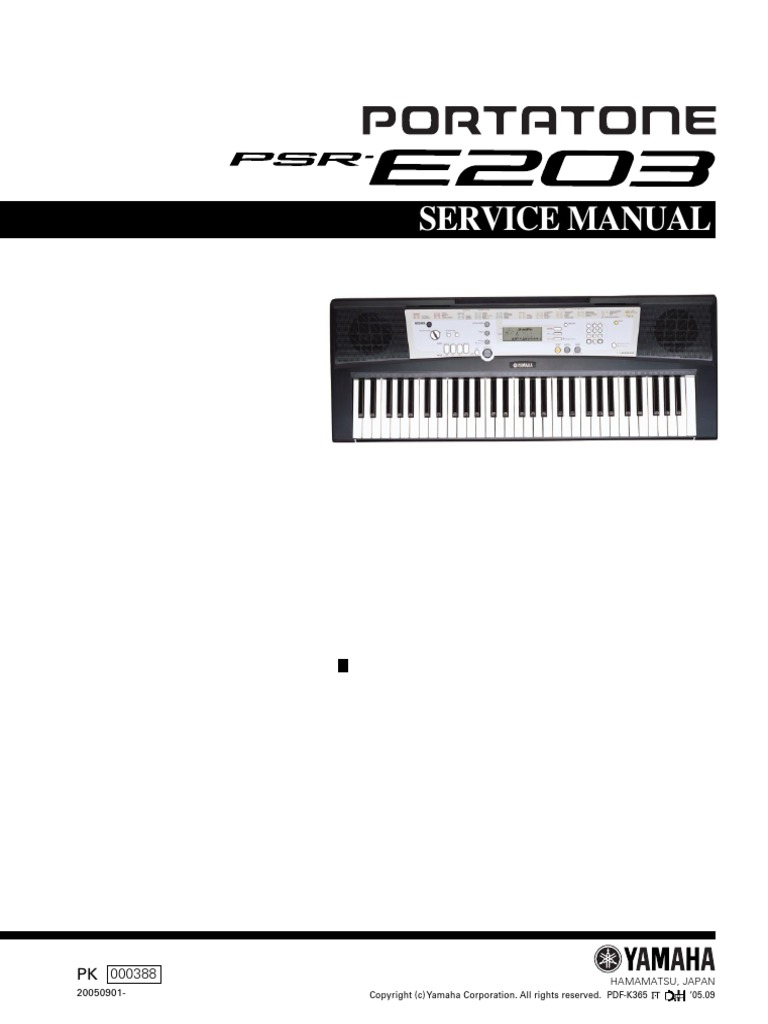 Yamaha PSRE203 Service Manual PDF