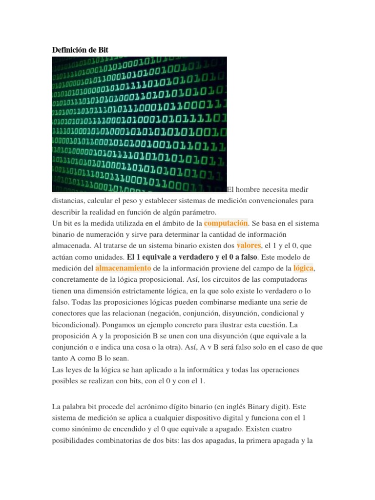 Definición y concepto de bit en informática | PDF | Poco | Informática ...