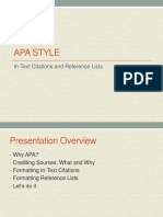 Apa Style: In-Text Citations and Reference Lists