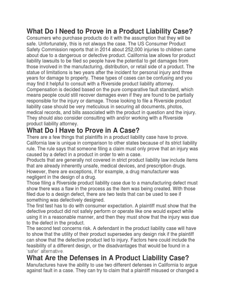 Riverside Product Liability Guide | PDF | Product Liability | Damages