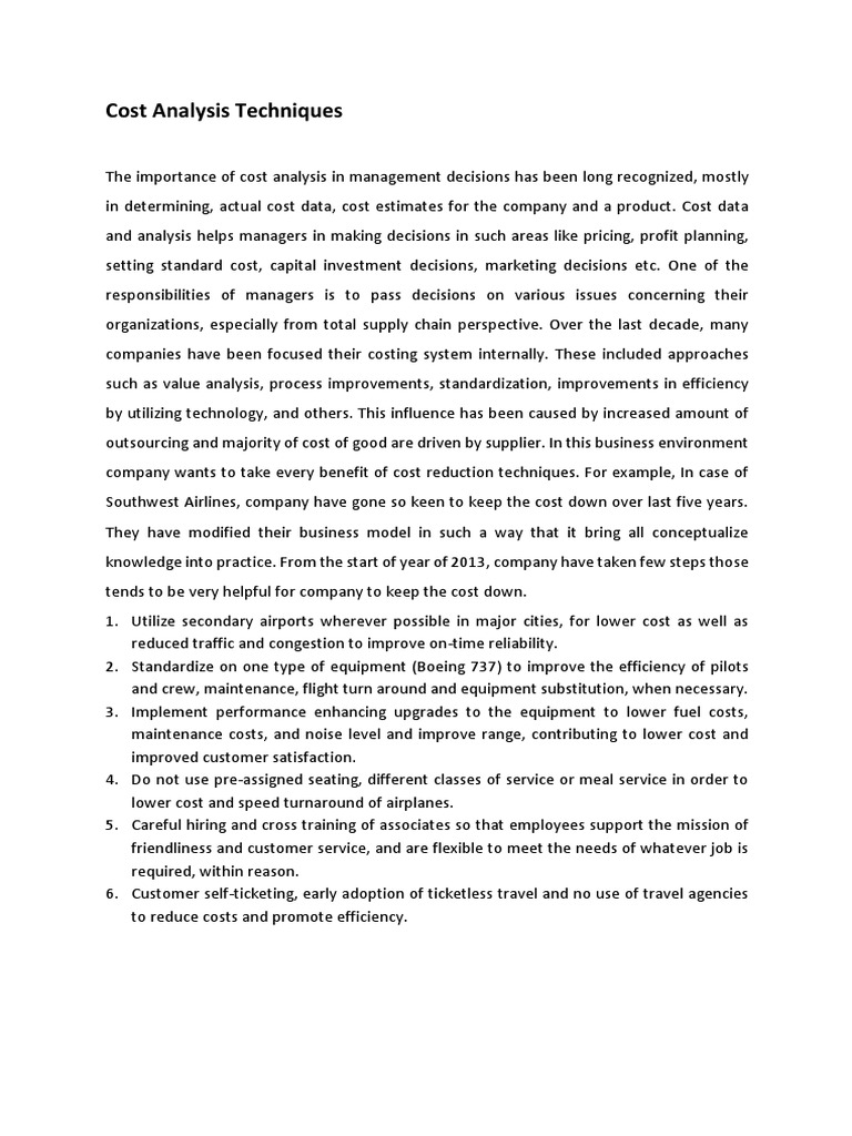 COST ANALYSIS TECHNIQUES PDF intelligence overview