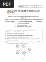 Test - 2: Subject: Advanced Data Structures and Algorithms (Mca 4102)