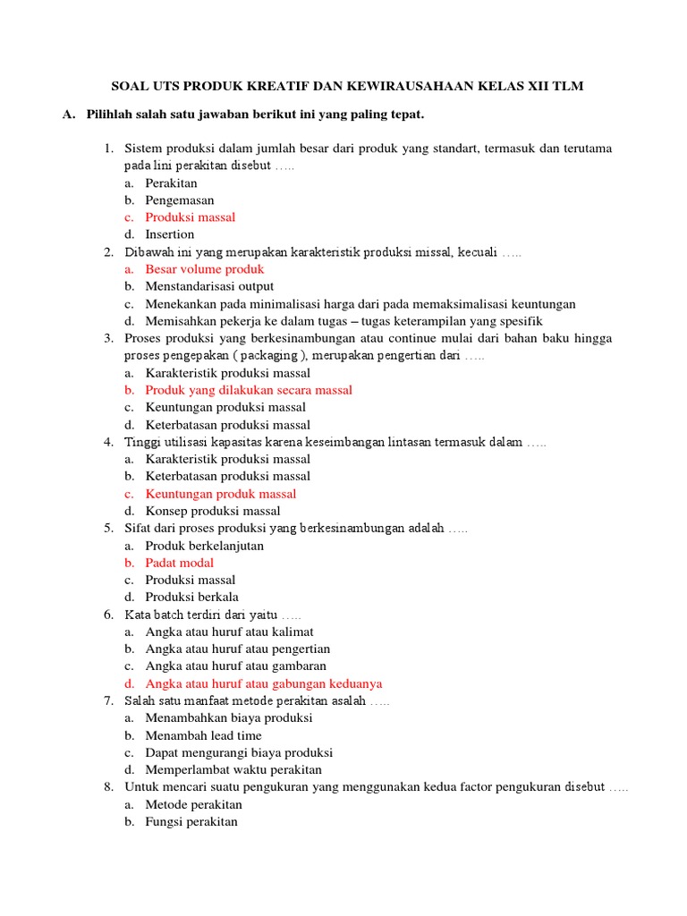 15+ Soal essay produk kreatif dan kewirausahaan kelas 11 info