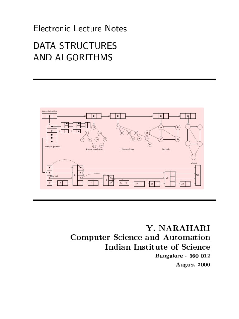 Data Structure And Algorithm By Y Narahari Computer Data Applied Mathematics