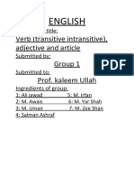 Verb (transitive intransitive), adjective and article assignment