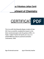 Certificate: Department of Chemistry