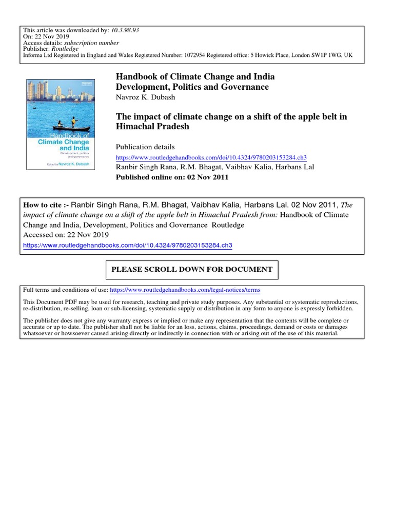 Handbook of Climate Change and India Development, Politics and ...