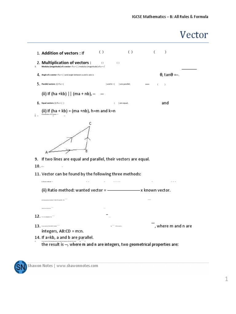 Vector: Addition of Vectors: If Multiplication of Vectors | PDF ...