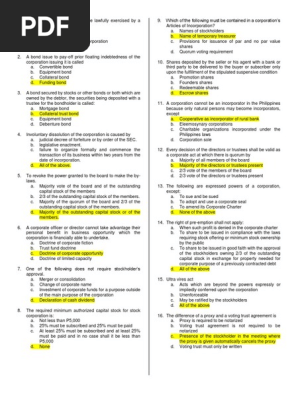 Corporation Testbank With Answer Key