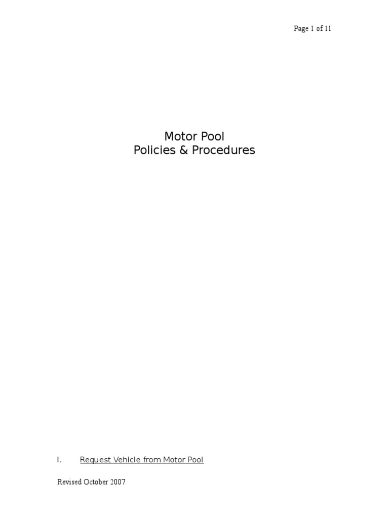 Motor Pool Policies PDF Vehicles Driver's License