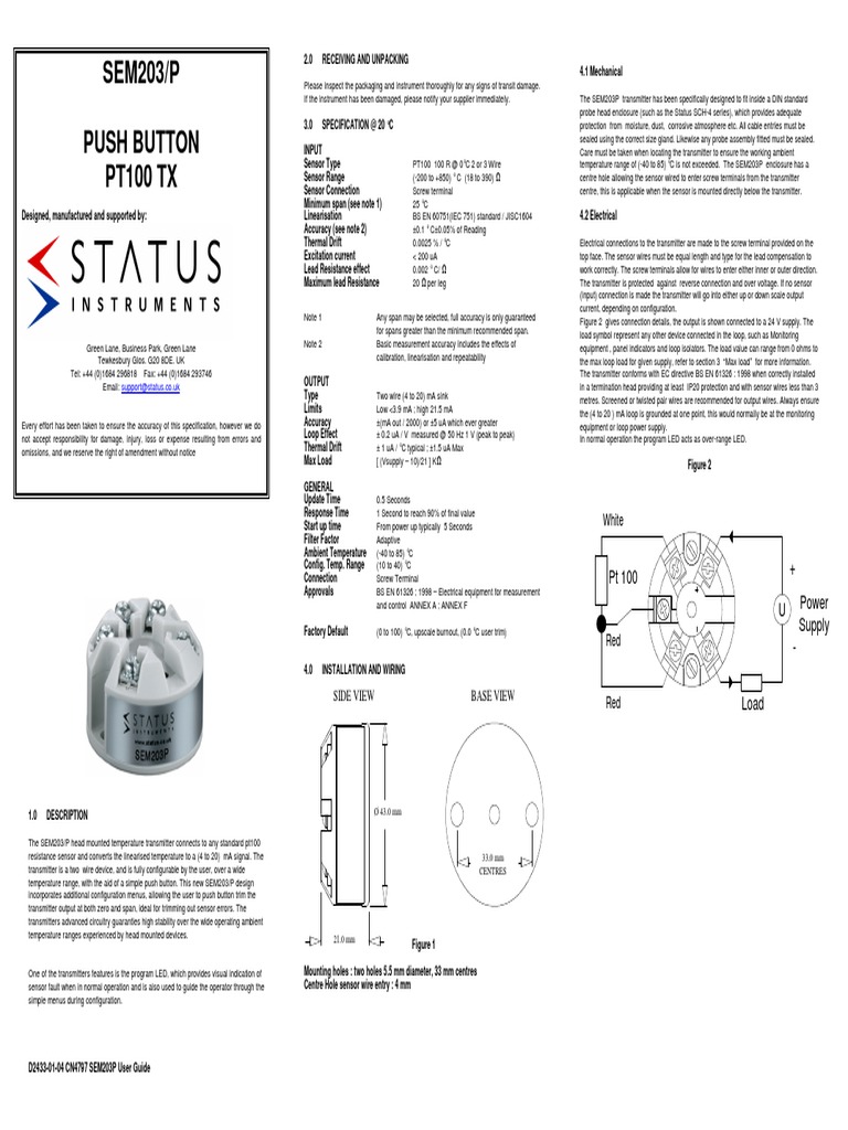 SEM203P Temperature Transmitter Guide | PDF | Menu (Computing) | Sensor