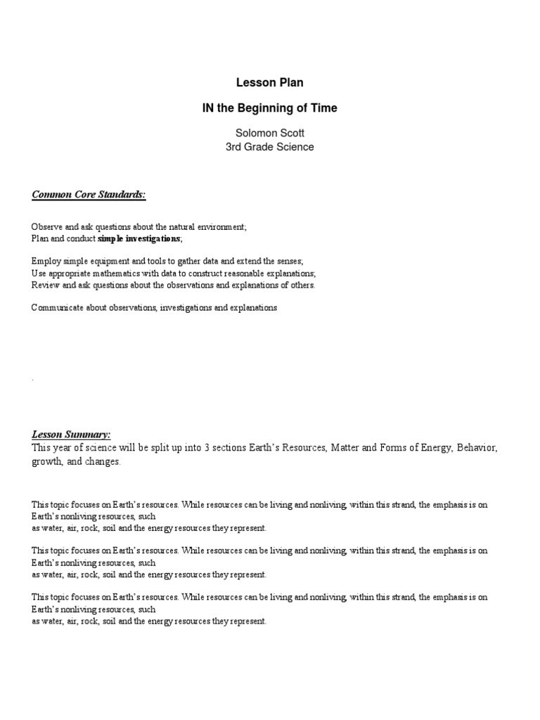 3rd Grade Science: Earth's Resources Lesson | PDF | Science | Pedagogy