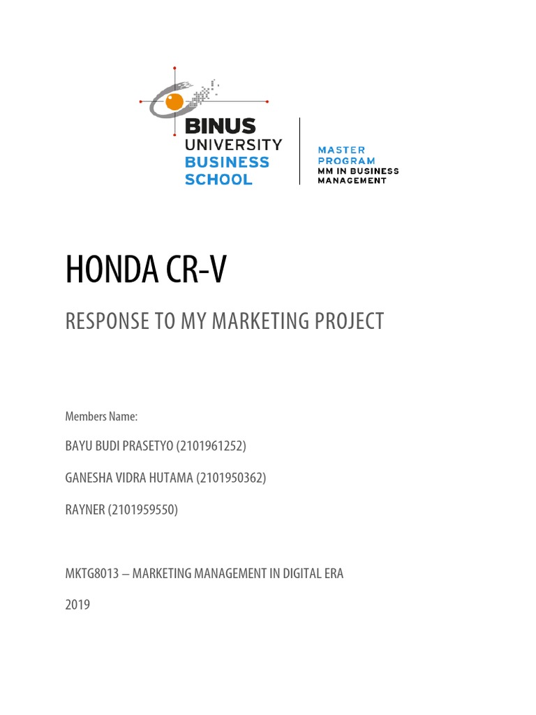 Final Project - Group 1 PDF | PDF | Honda | Wheeled Vehicles