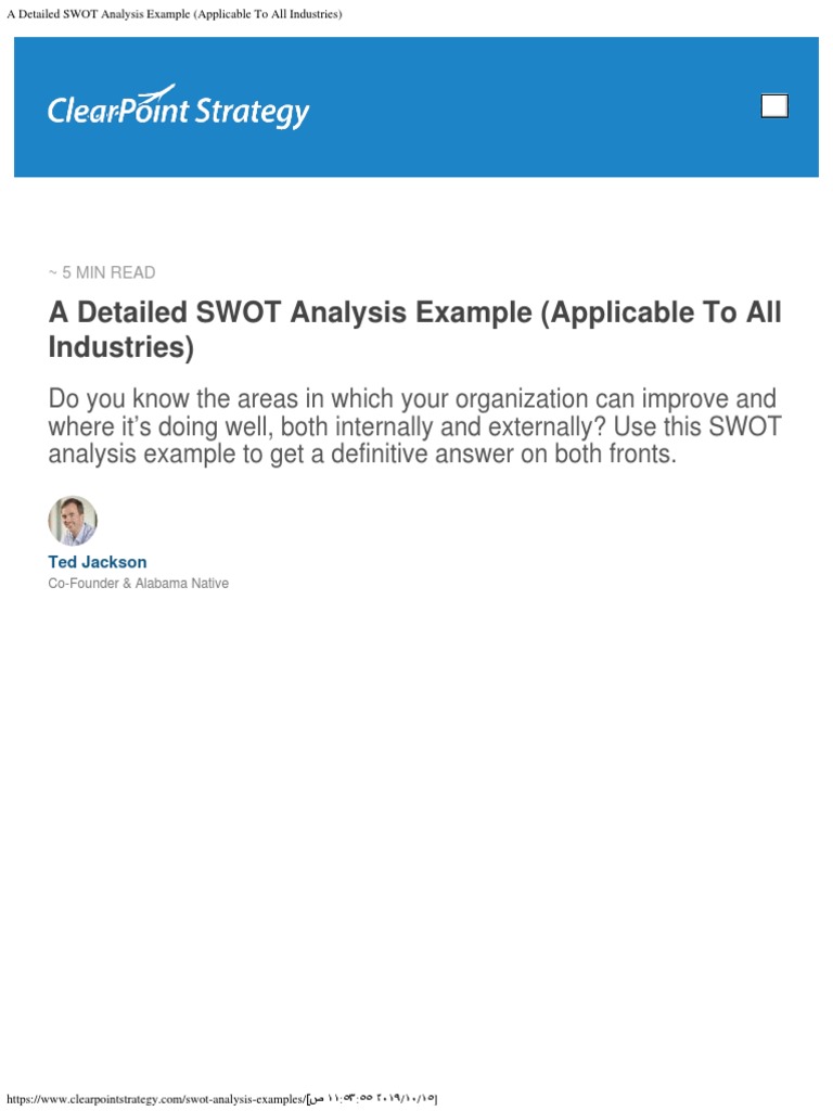 A Detailed SWOT Analysis Example (Applicable To All Industries) | PDF ...