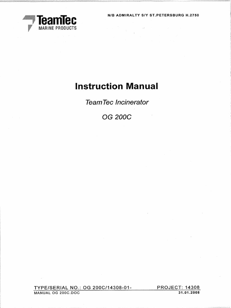 Teamtec Incinerator Og200c PDF | PDF