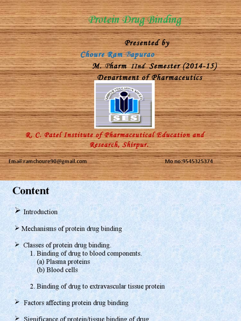 Protein Binding of Drug PDF Molecular Binding Proteins
