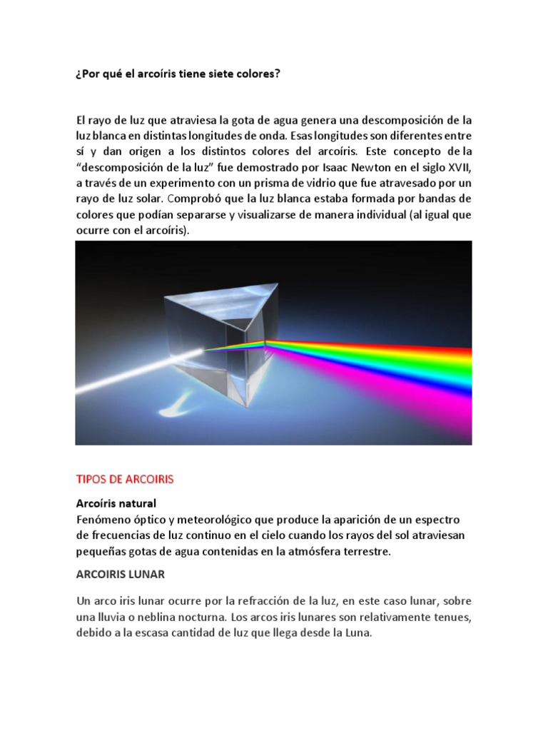 Los 7 colores del arcoíris explicados | PDF | Arco iris | Ligero