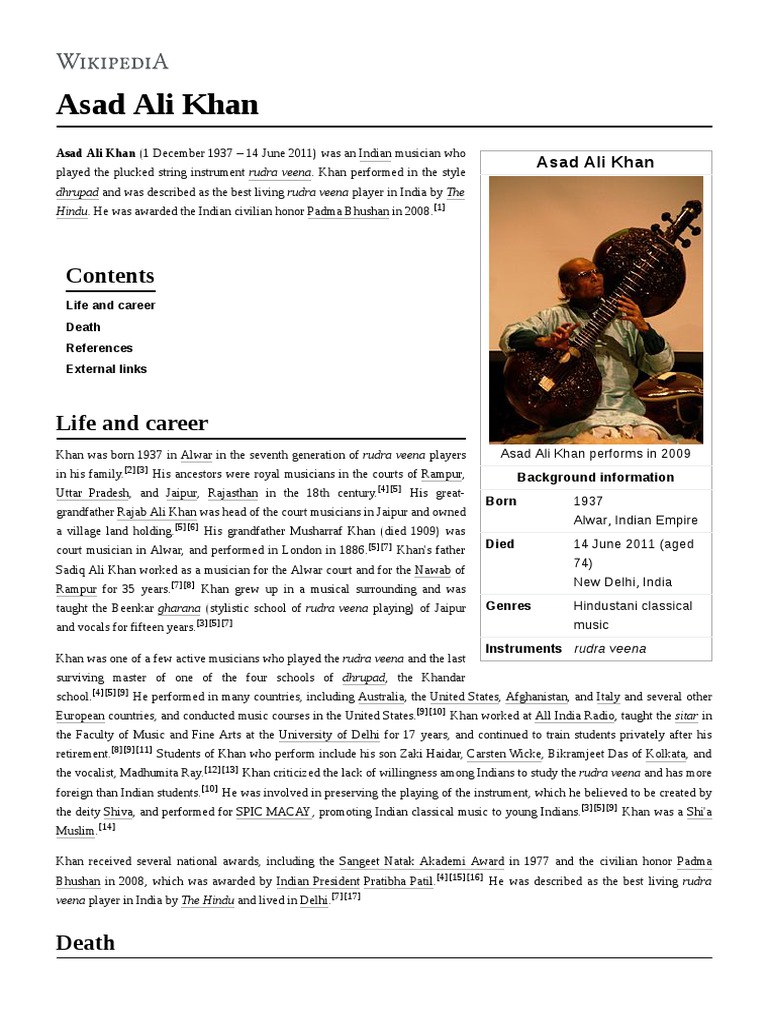 Asad Ali Khan | PDF | Entertainment (General)