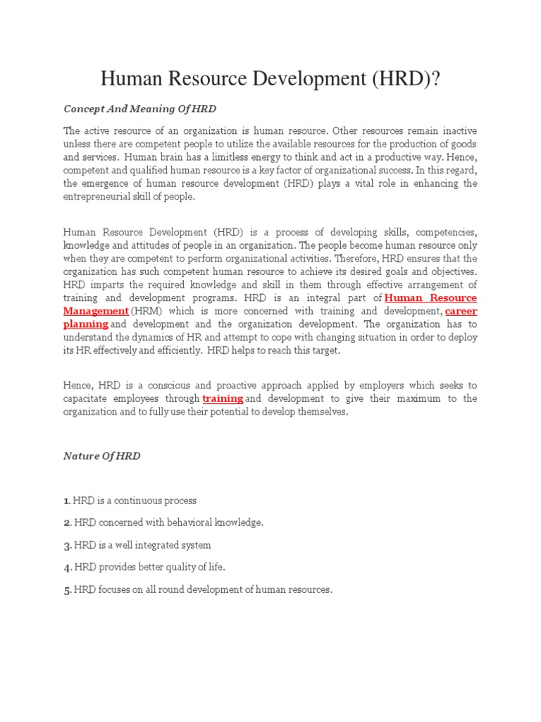Human Resource Development PDF Human Resources Employment