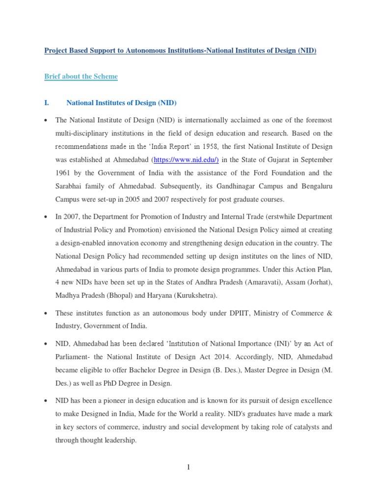 National Institutes of Design Overview | PDF | Economies | Business