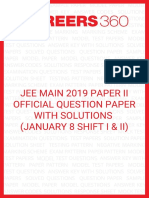 JEE Main 2019 Official Question Paper Solutions Paper 2 January 8