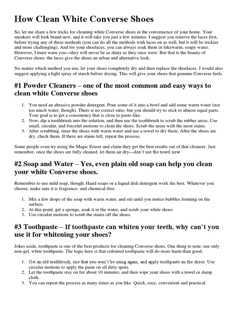 How Clean White Converse Shoes PDF Dishwasher Sodium Bicarbonate