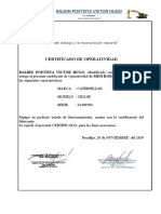 Certificado de Operatividad Mini Rodillo