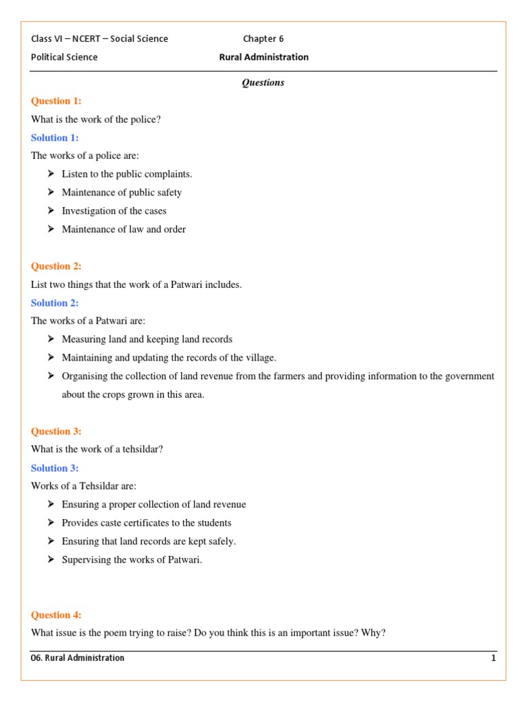 Chapter 6 Rural Administration Police Government
