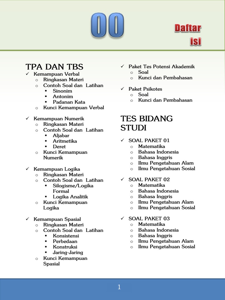 Tpa Psikotes Ujian Masuk Sma Pdf
