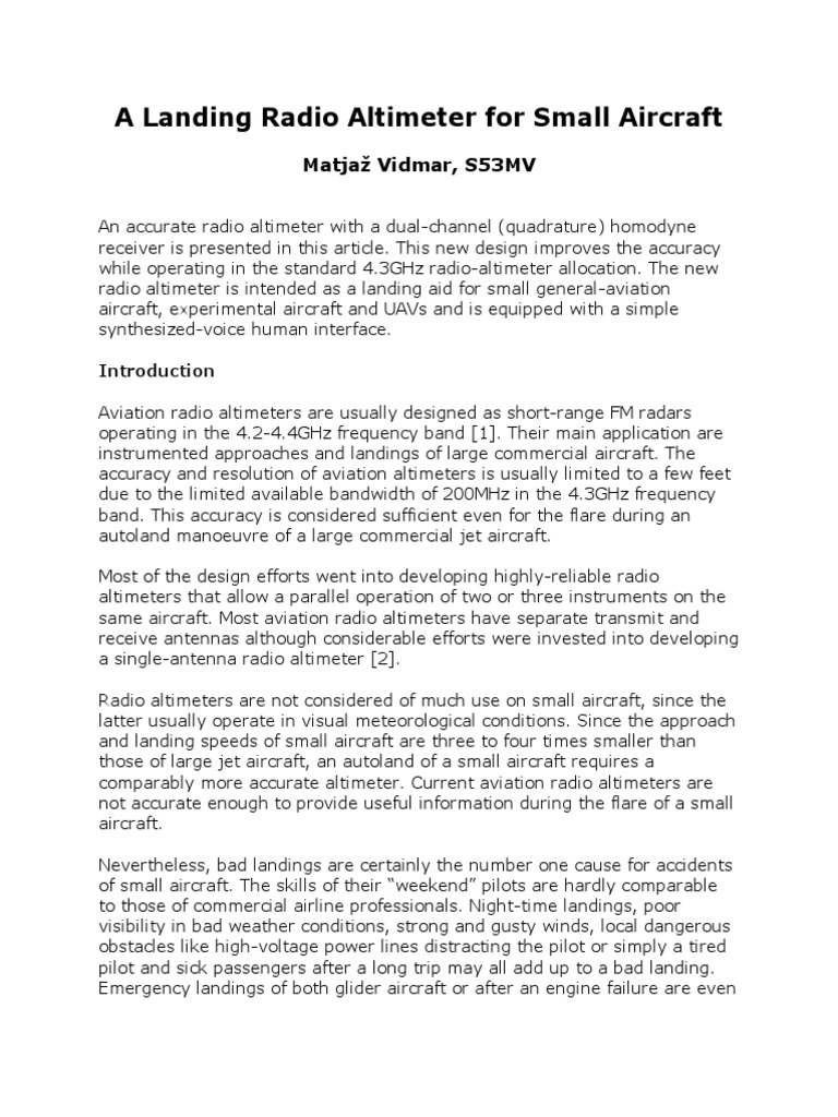 Landing Radio Altimeter PDF Radio Altimeter