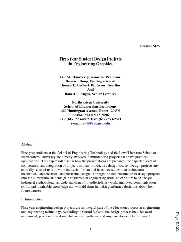 First-Year Engineering Graphics Projects | PDF | Engineering | Design