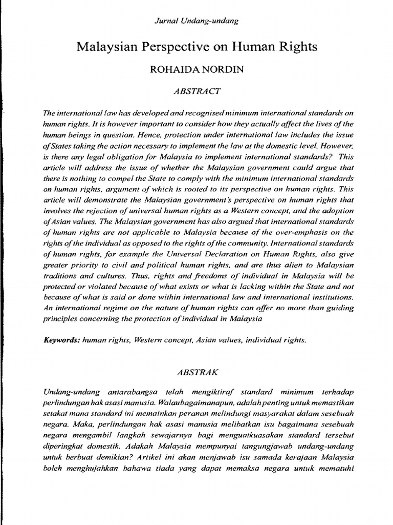 Malaysia's Unique Human Rights Perspective | PDF | Human Rights | Malaysia
