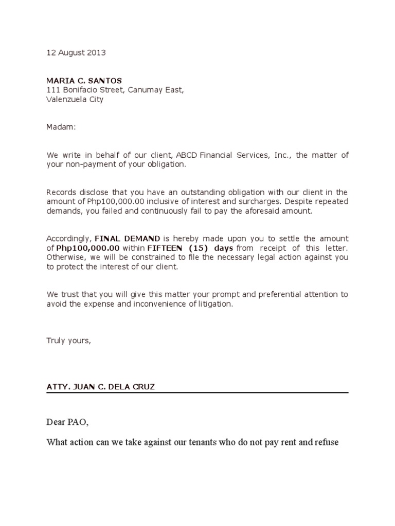 Real Estate Commission Demand Letter