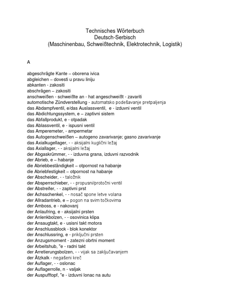 Technisches Wörterbuch DeutschSerbisch PDF