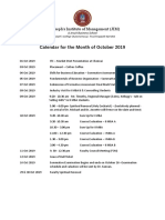 Calendar For The Month of October 2019: St. Joseph's Institute of Management (JIM)