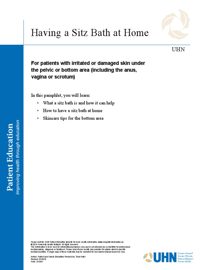 Having A Sitz Bath at Home PDF PDF Topical Medication Medicine