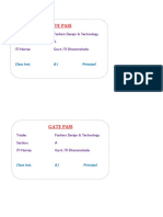 Gate Pass: Trade: Fashion Design & Technology Section: A ITI Name: Govt. ITI Dharamshala