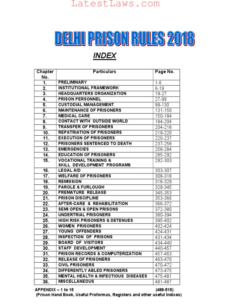 Delhi Prison Rules Overview 2018 | PDF | Prison | Kitchen