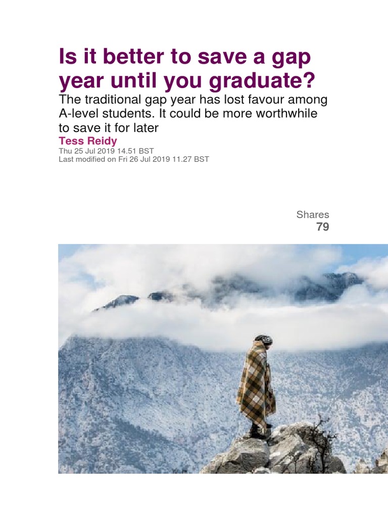 Gap Year After Graduation: Pros & Cons | PDF | Learning | Behavior ...