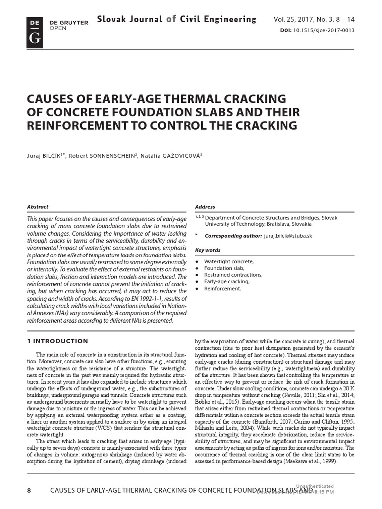 Early-Age Thermal Cracking in Concrete Slabs | PDF | Concrete | Fracture