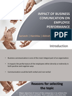 Impact of Business Comunication On Employee Performance: Sarvesh - Harshita - Abhishek - Srijan - Yamin