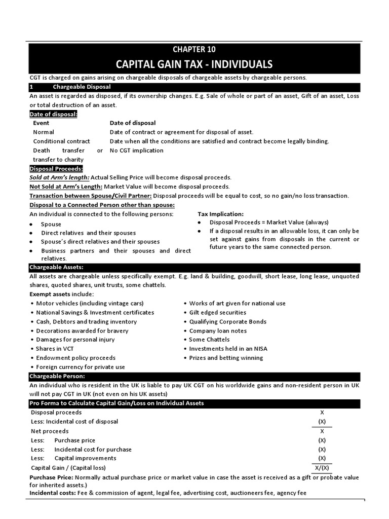 Capital Gains Tax Calculation Guide PDF Capital Gains Tax Stocks