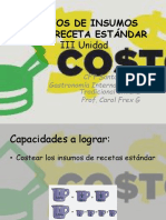 Costos de Insumo Receta Estandar