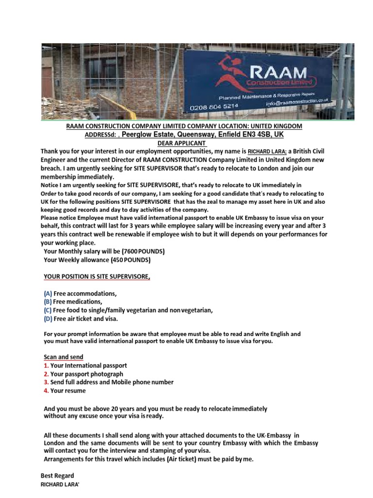Raam Construction Company. | PDF